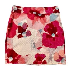 Ann Taylor LOFT Floral Textured Pencil Skirt Multicolor Cotton Size 2